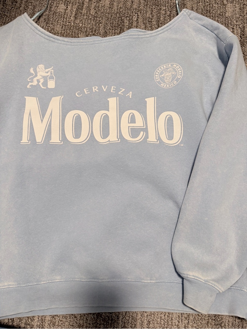 ModelCo Light Blue Crewneck Sweatshirt with White Logo